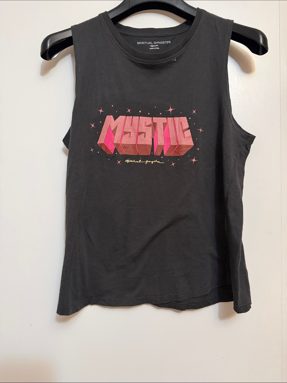 Spiritual Gangster Dark Brown Tank with Pink 'MYSTIC' Graphic size M - Picture 2 of 5